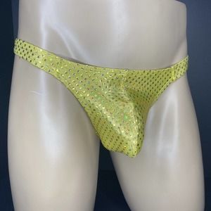Starwear Metallic Hologram Sequin Gold Thong Bikini - Size Medium